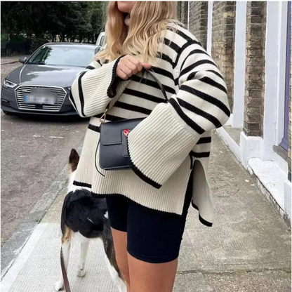 Women's Striped Turtleneck Sweater