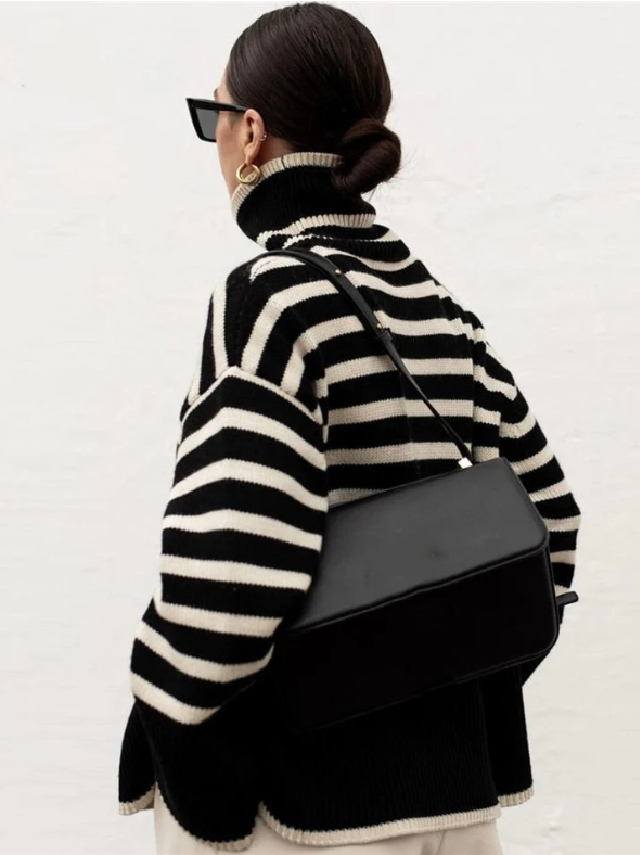 Women's Striped Turtleneck Sweater