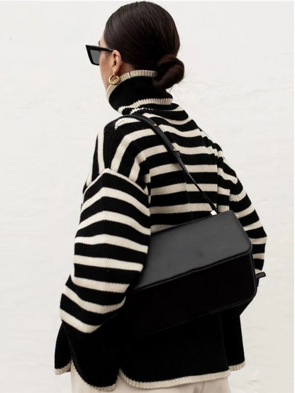 Women's Striped Turtleneck Sweater
