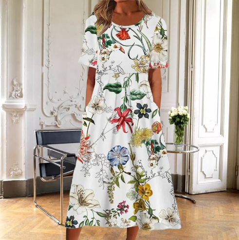 Red Floral Women's Dress