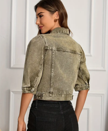 Women's Denim Jacket Short Casual Blue