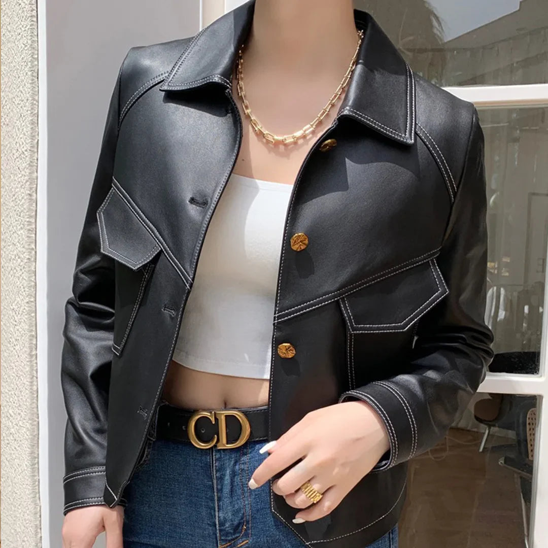 Vegan Synthetic Leather Coat