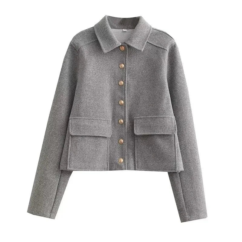 Women's Aviator Bomber Jacket Cotton Button Front
