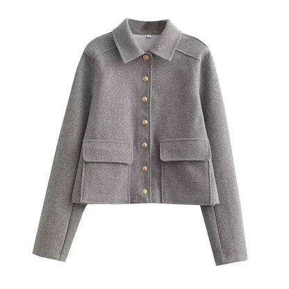 Women's Aviator Bomber Jacket Cotton Button Front