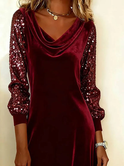 Flowy Sequin Midi Party Dress