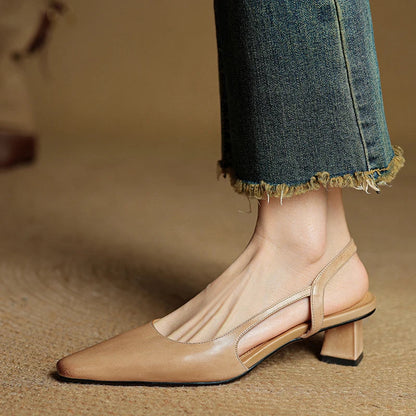 Real Leather High Heel Shoes