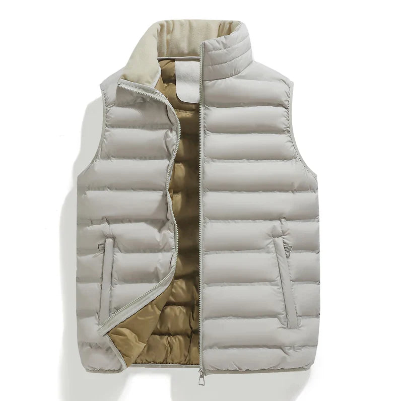 Men's Down Vest Sleeveless Zipper Padded Windproof Black
