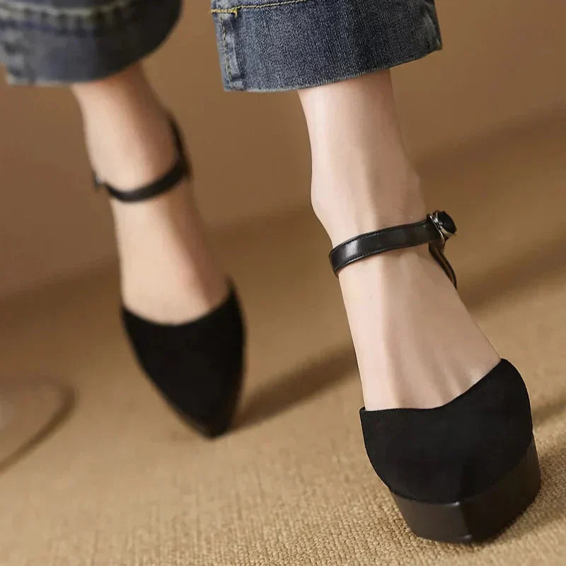 Women's Ankle Strap High Heel Pumps Block Heel
