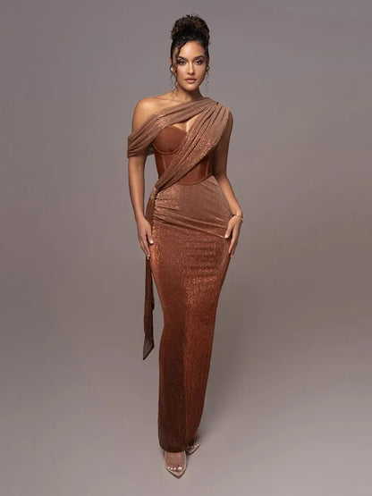 Sleek One Shoulder Sequin Party Dress - VibreMode