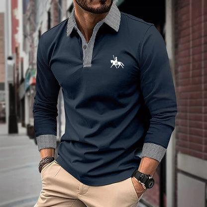 Men's Slim Fit Long Sleeve Polo Shirt