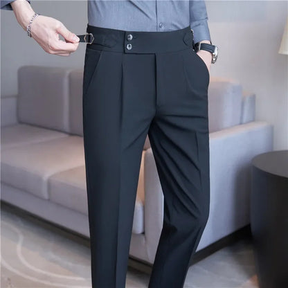 Men's Double Pleat High Waist Trousers