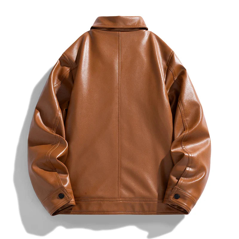 Genuine Brown Leather Biker Jacket