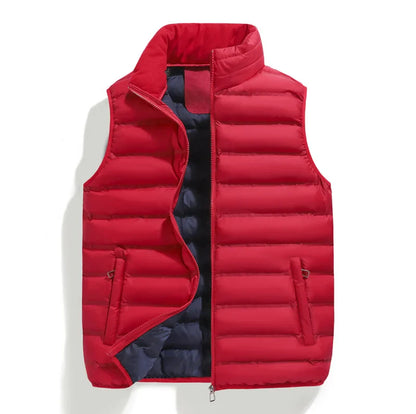 Men's Down Vest Sleeveless Zipper Padded Windproof Black