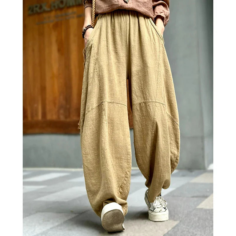 Women's Cotton Linen Wide Leg Pants