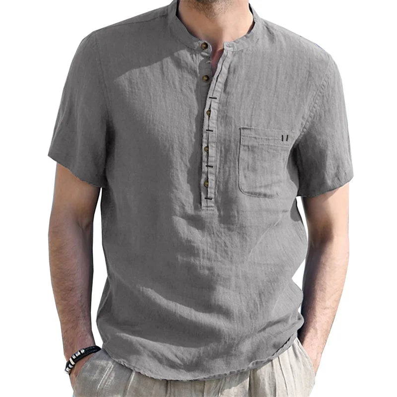 Men's Linen Henley Shirt