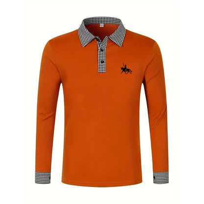 Men's Slim Fit Long Sleeve Polo Shirt