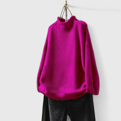 Women's Waffle Knit Mock Neck Sweater