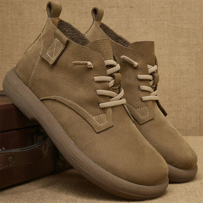 Men's Ankle Boots Soft Sole Lace-Up Brown