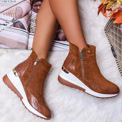 Women's Ankle Boots Hidden Heel Zip
