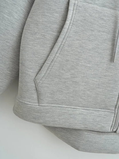 Women's Oversized Zip Hoodie Cotton Casual Grey