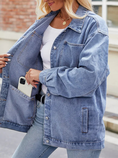 Women's Denim Jacket Oversized Blue Casual