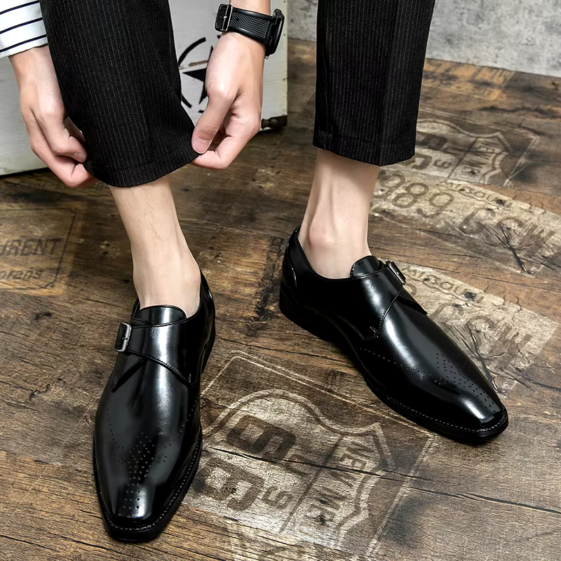 Men's Single Strap Buckle Dress Shoes