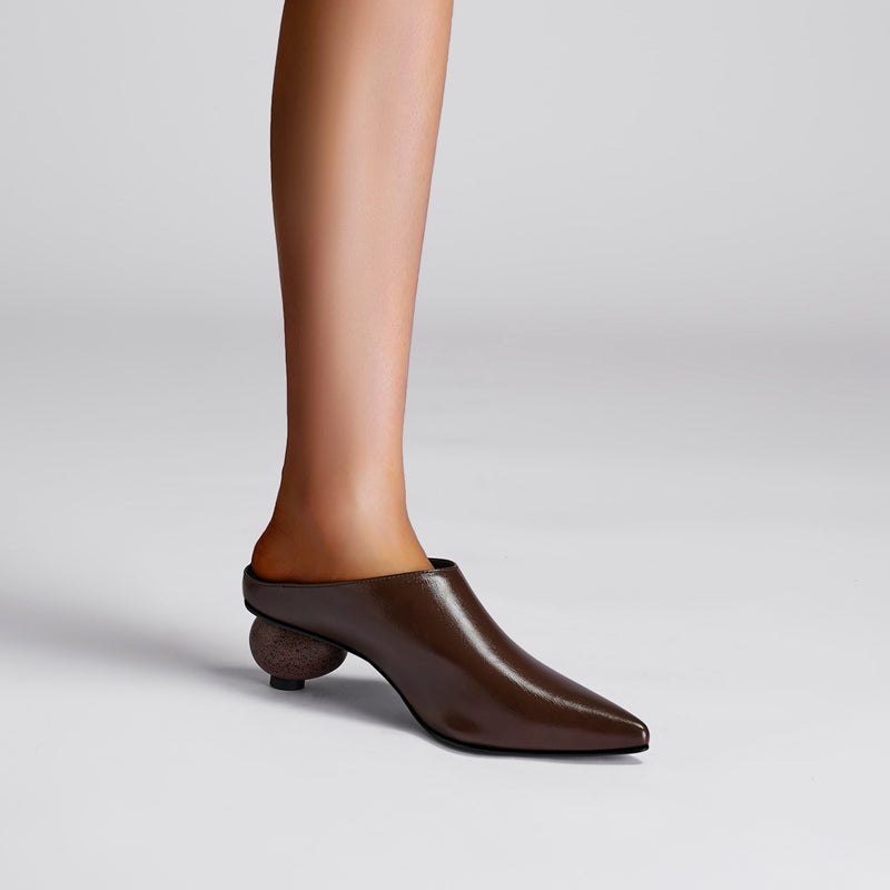Round Toe Block Heel Mules