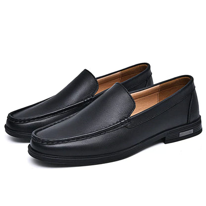 Barry Men's Slip-On Loafers Comfortable Leather Brown