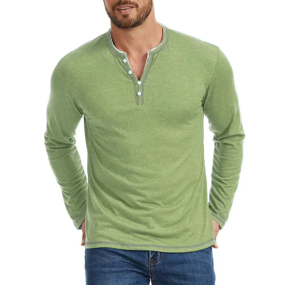 Men's Long Sleeve Henley Shirt