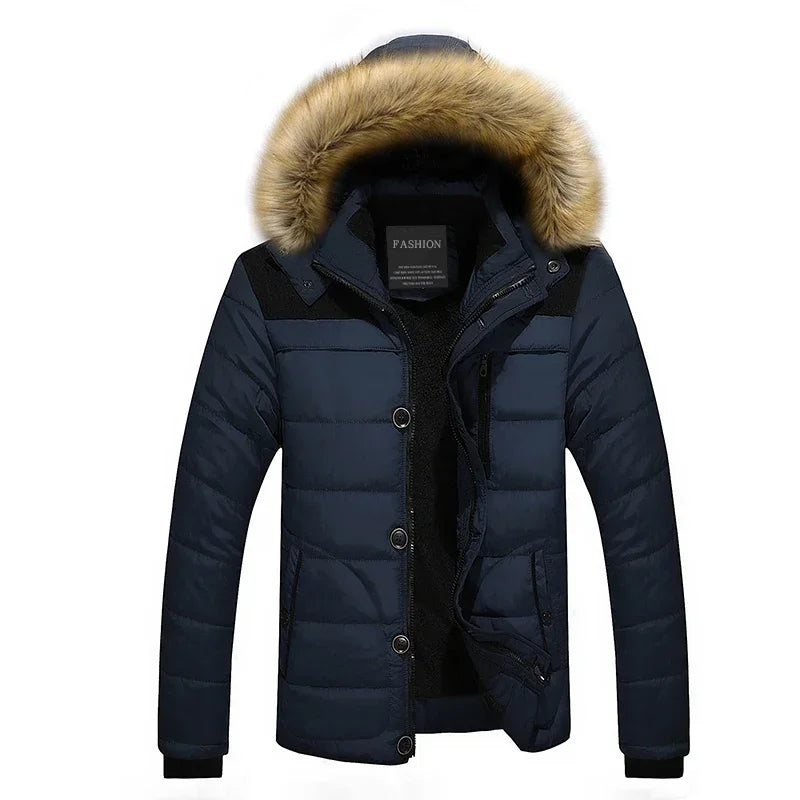 Men's Down Parka Wool Lined Warm Black
