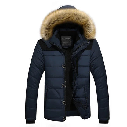 Men's Down Parka Wool Lined Warm Black