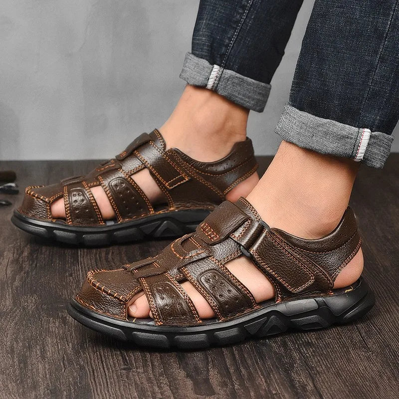 Authentic Brown Leather Summer Sandals