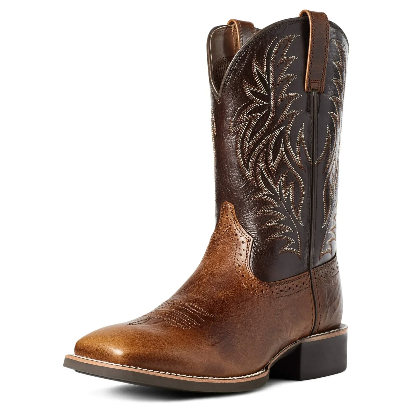 Rugged Men's Brown Leather Cowboy Boots