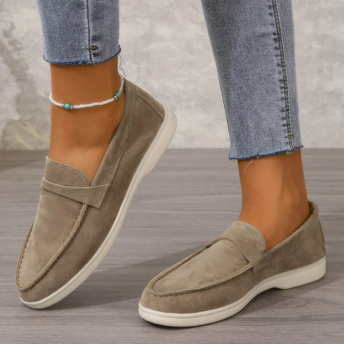 Brown Leather Slip On Shoes