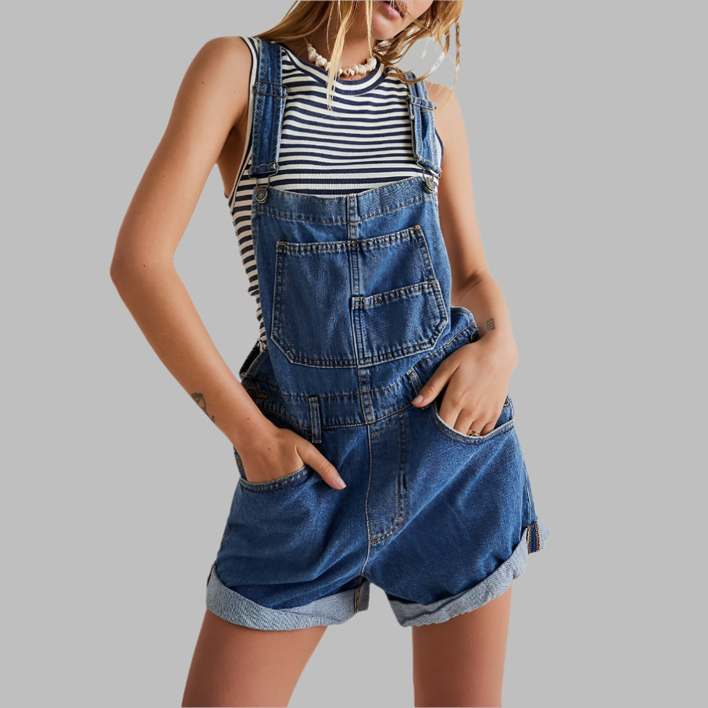 Women's Denim Jumpsuit Sleeveless Casual - VibreMode
