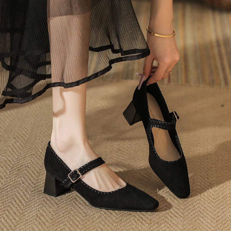 Ankle Suede High Heels