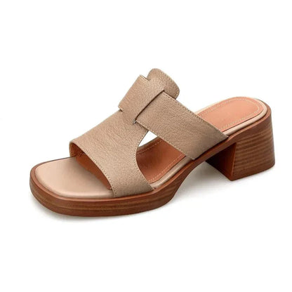 Genuine Brown Leather Flip Flops