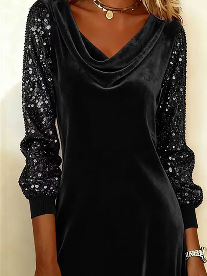 Flowy Sequin Midi Party Dress