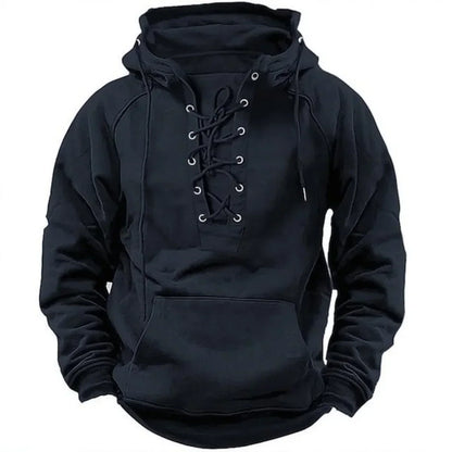 Men's Hoodie Lace Up Front Design