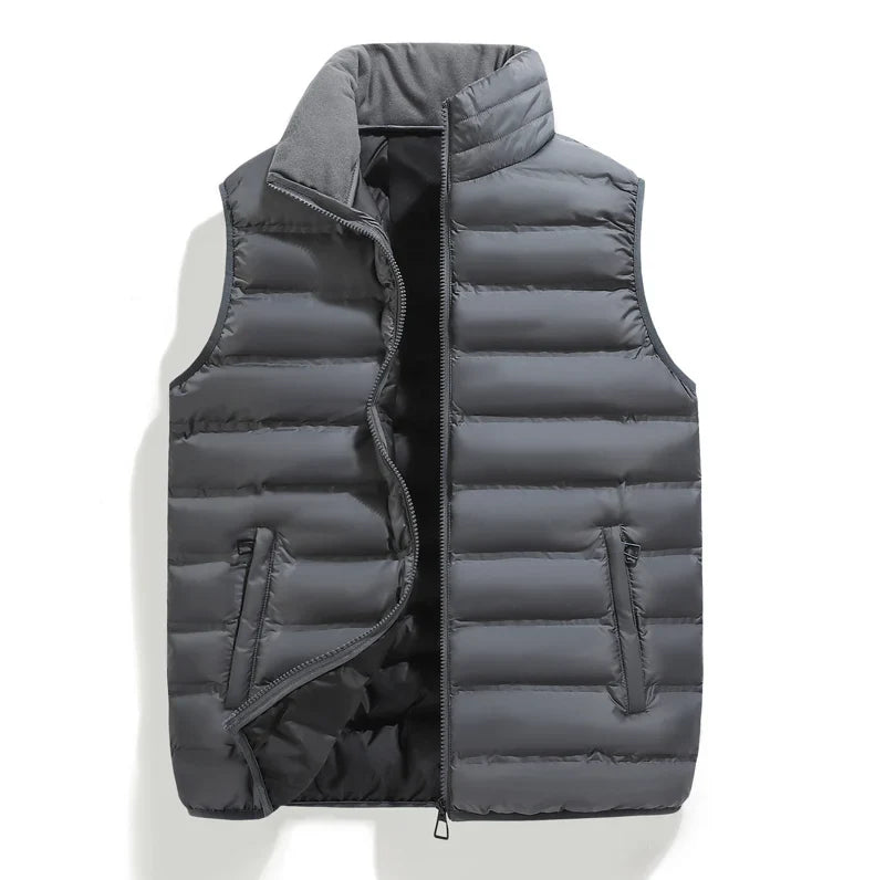 Men's Down Vest Sleeveless Zipper Padded Windproof Black