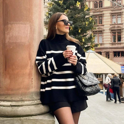 Navarro Women's Striped Knit Sweater - VibreMode