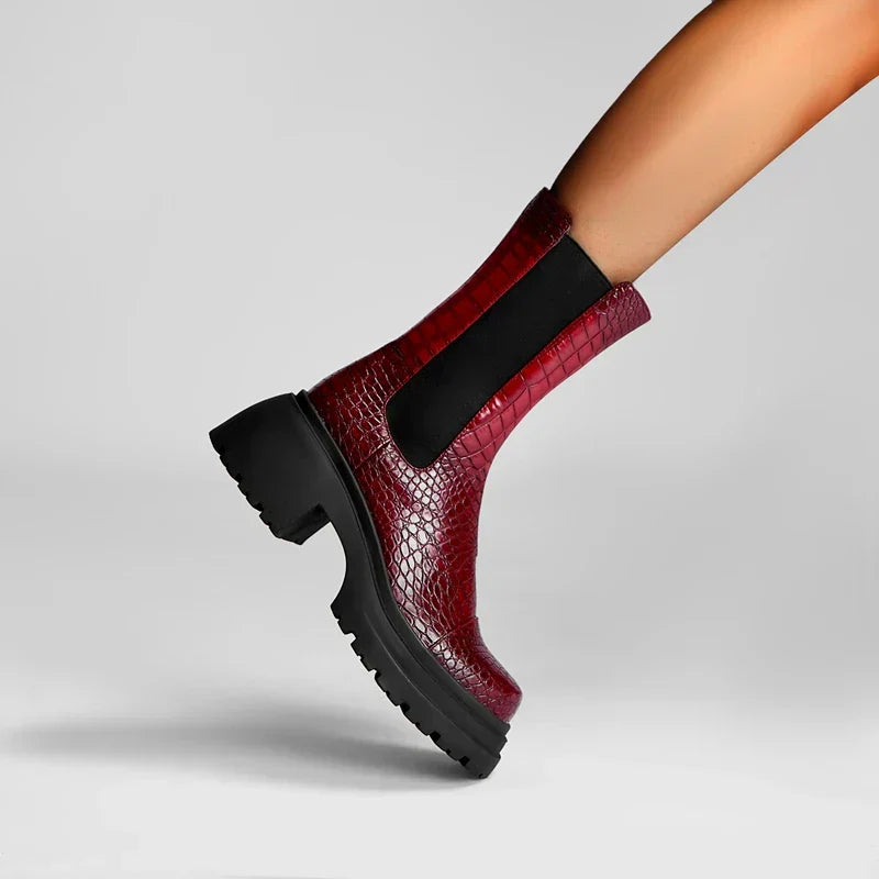 Women's Platform Boots Elastic Sides - VibreMode