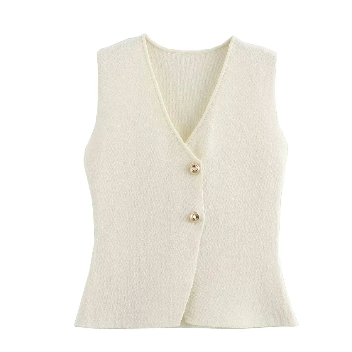 Women's Knitted Vest Sleeveless Button Front