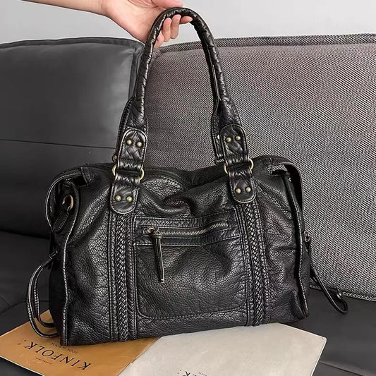 Women's Leather Carryall Bag Classic Style - VibreMode