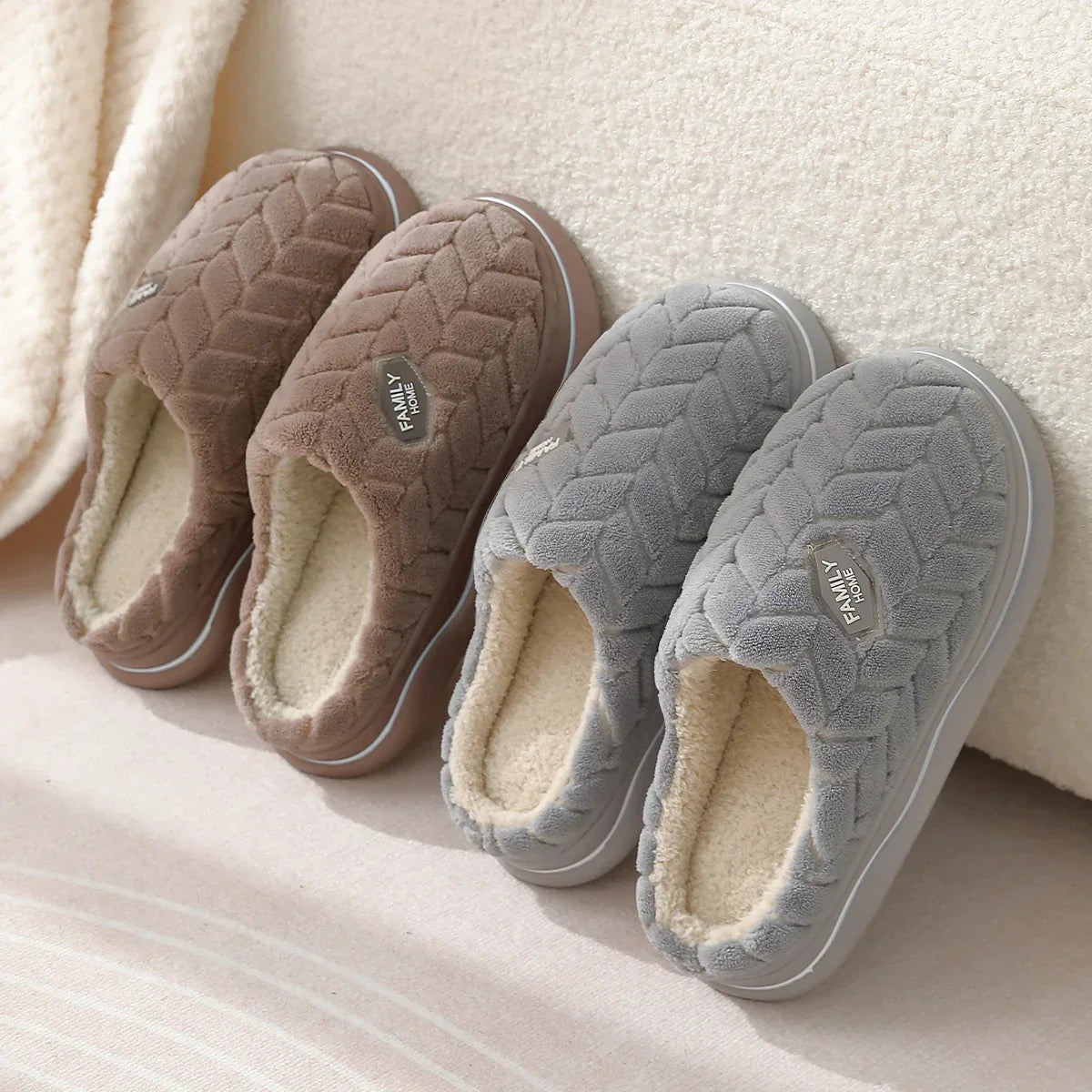 Women's Quilted Indoor Slippers Thick Plush Lining