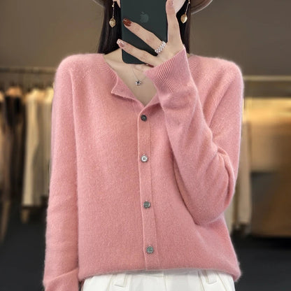 Women's Knitted Cardigan Round Neck