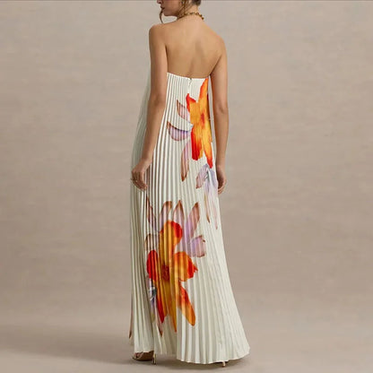 Women's Pleated Maxi Floral Dress