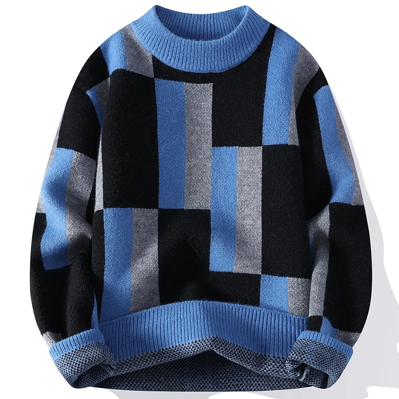 Multicolor Patterned Knit Sweater