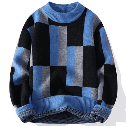 Multicolor Patterned Knit Sweater