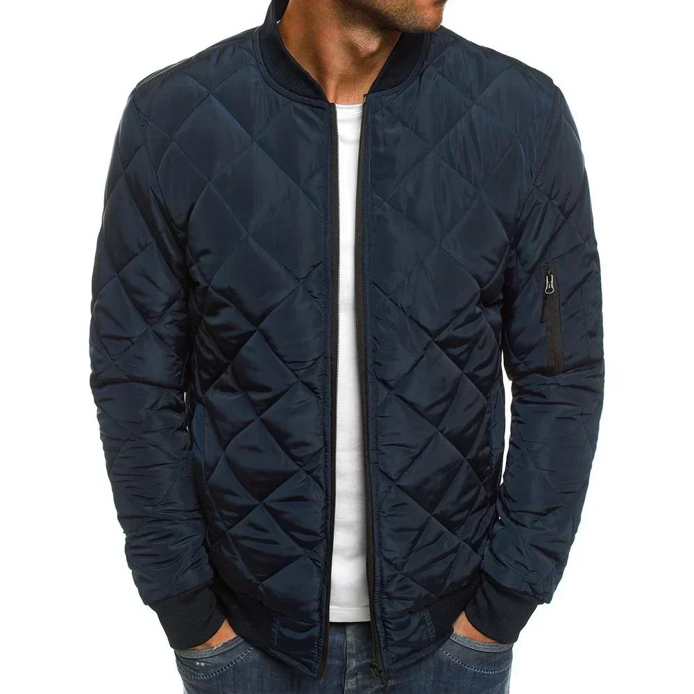 Men's Padded Zipper Jacket Casual Bomber Coat